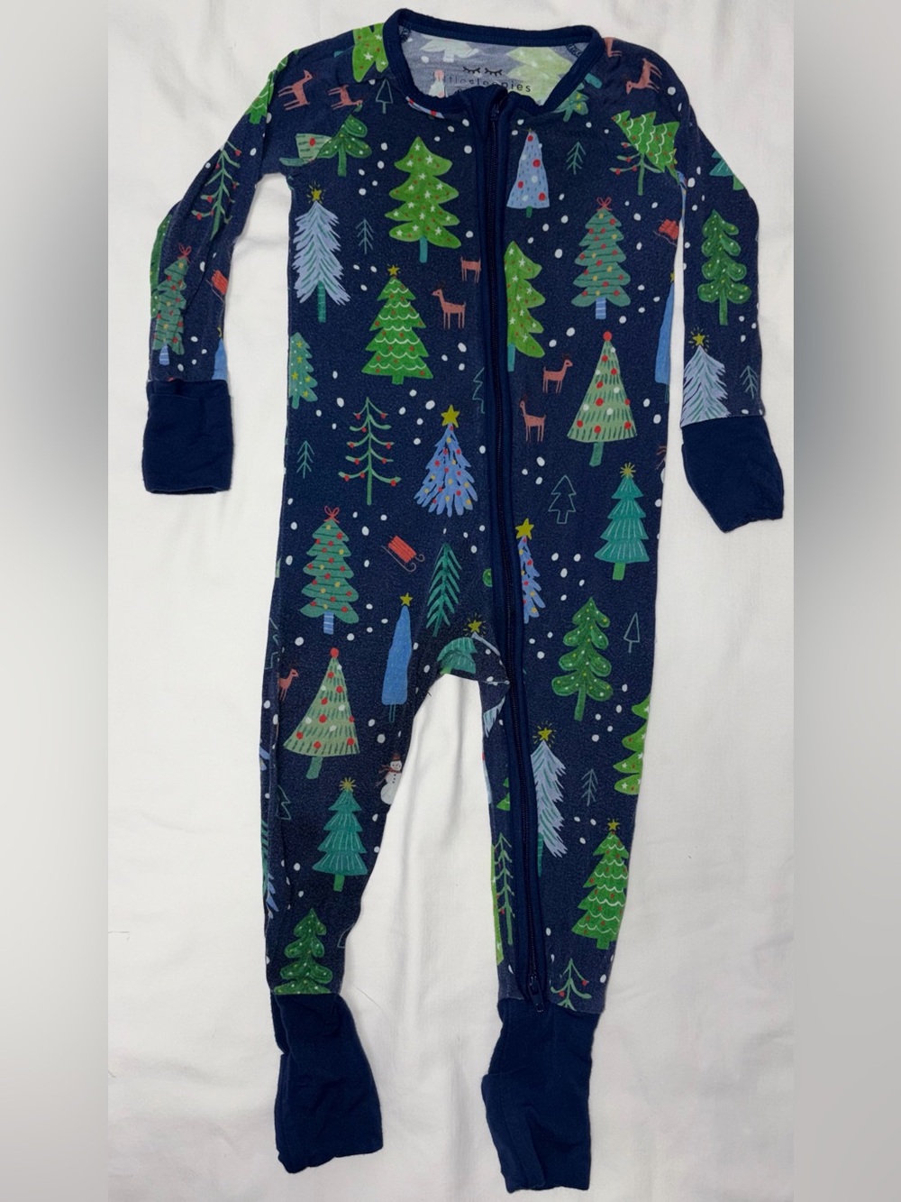 Little Sleepies Lunaluxe bamboo Christmas Tree romper sz 6-12 months